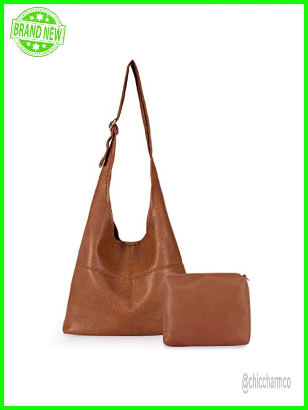 Hobo Shoulder Bag Pebbled Vegan Leather with Wristlet
